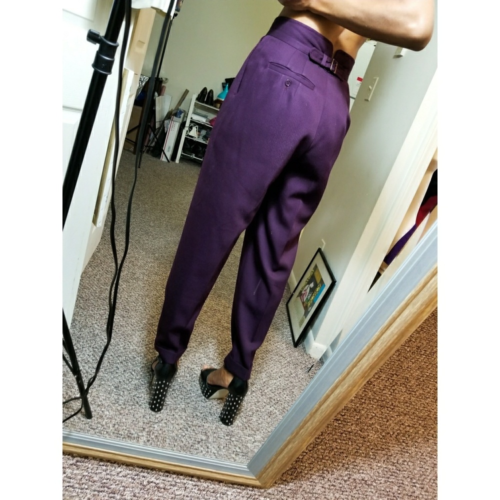 SOLD Vintage Kenzo High Waisted Plum Purple Pants - Picture 4 of 8